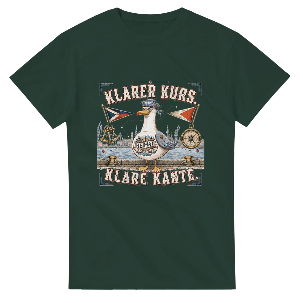 T-Shirt in Weiß mit Motiv „Klarer Kurs. Klare Kante. Möwe“