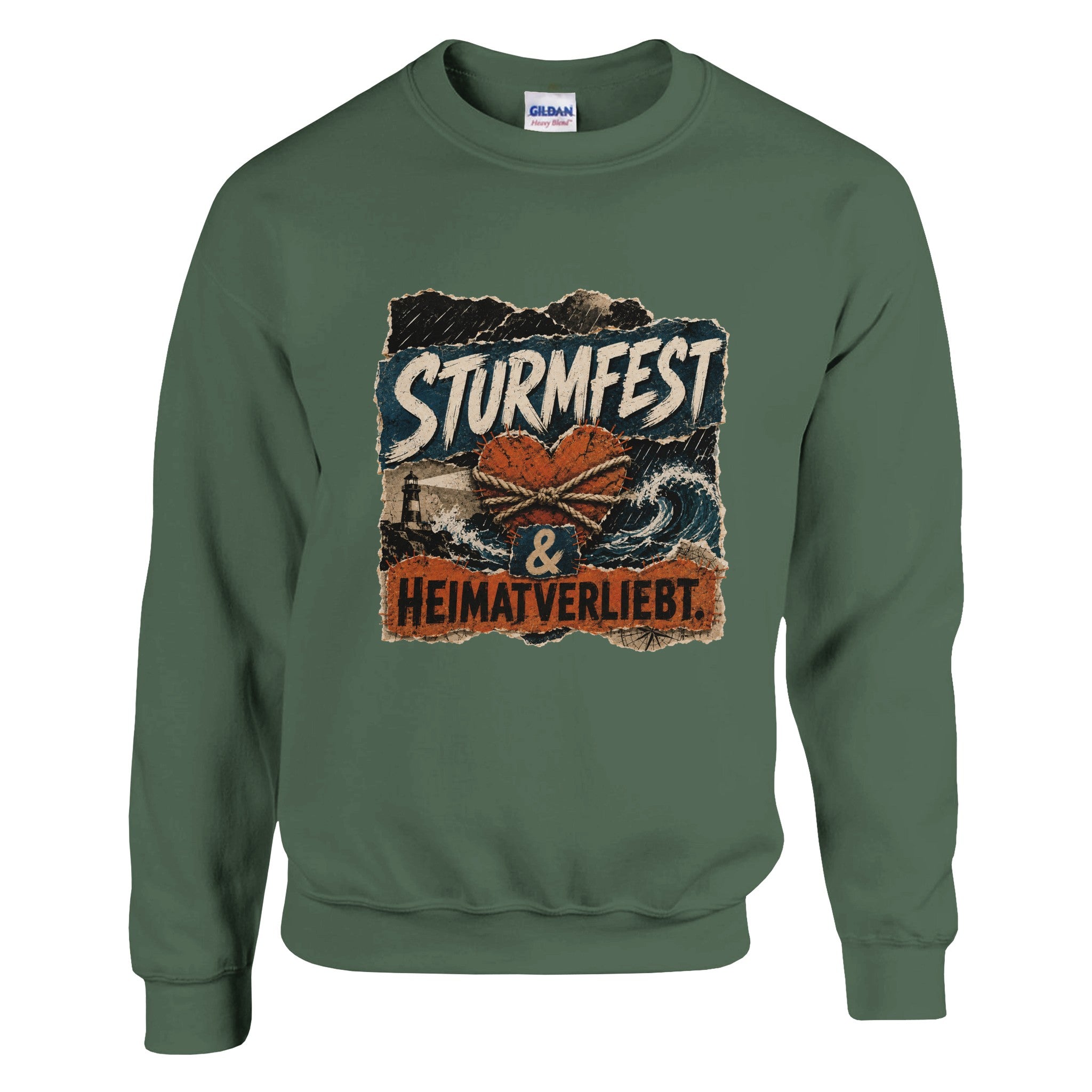 Pullover in Hellrosa mit Motiv „Sturmfest & Heimatverliebt“