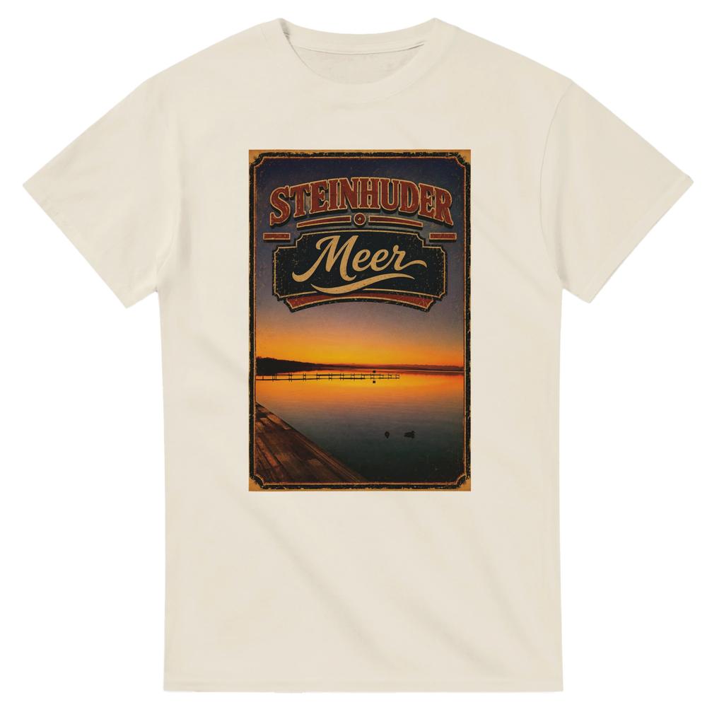 T-Shirt in Weiß mit Motiv „Steg an der Planke“