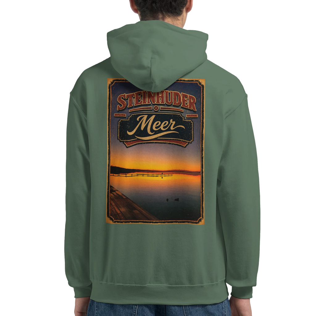 Hoodie in Weiß mit Motiv „Steg an der Planke“
