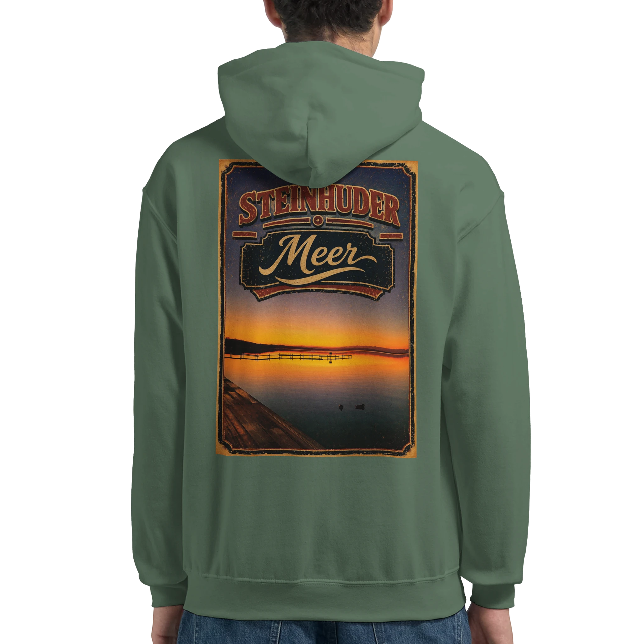Hoodie in Weiß mit Motiv „Steg an der Planke“