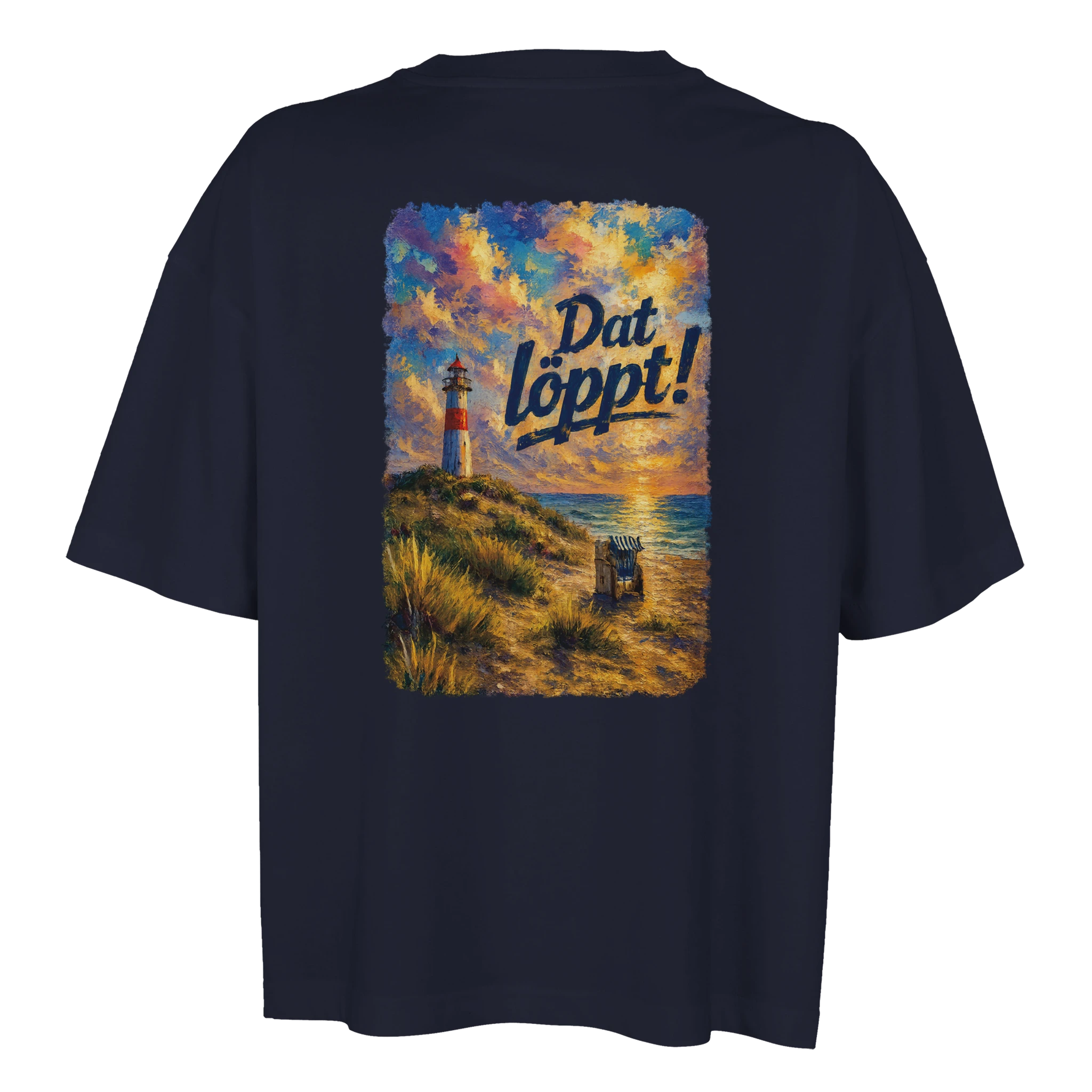 Übergroßes T-Shirt für Damen - Dat löppt! Typisch Norddeutsch in Weiß