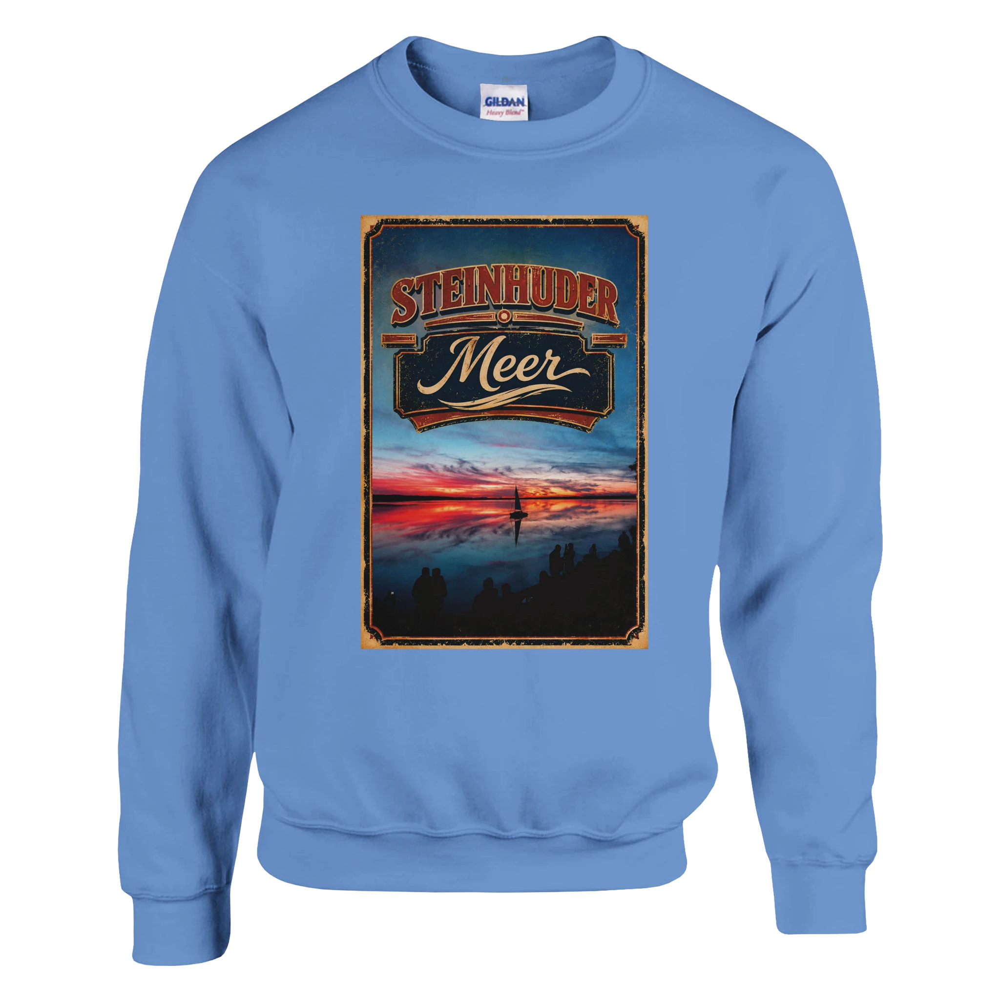Pullover in Weiß mit Motiv „Sunset und Segler am Wilhelmstein – Steinhuder Meer“