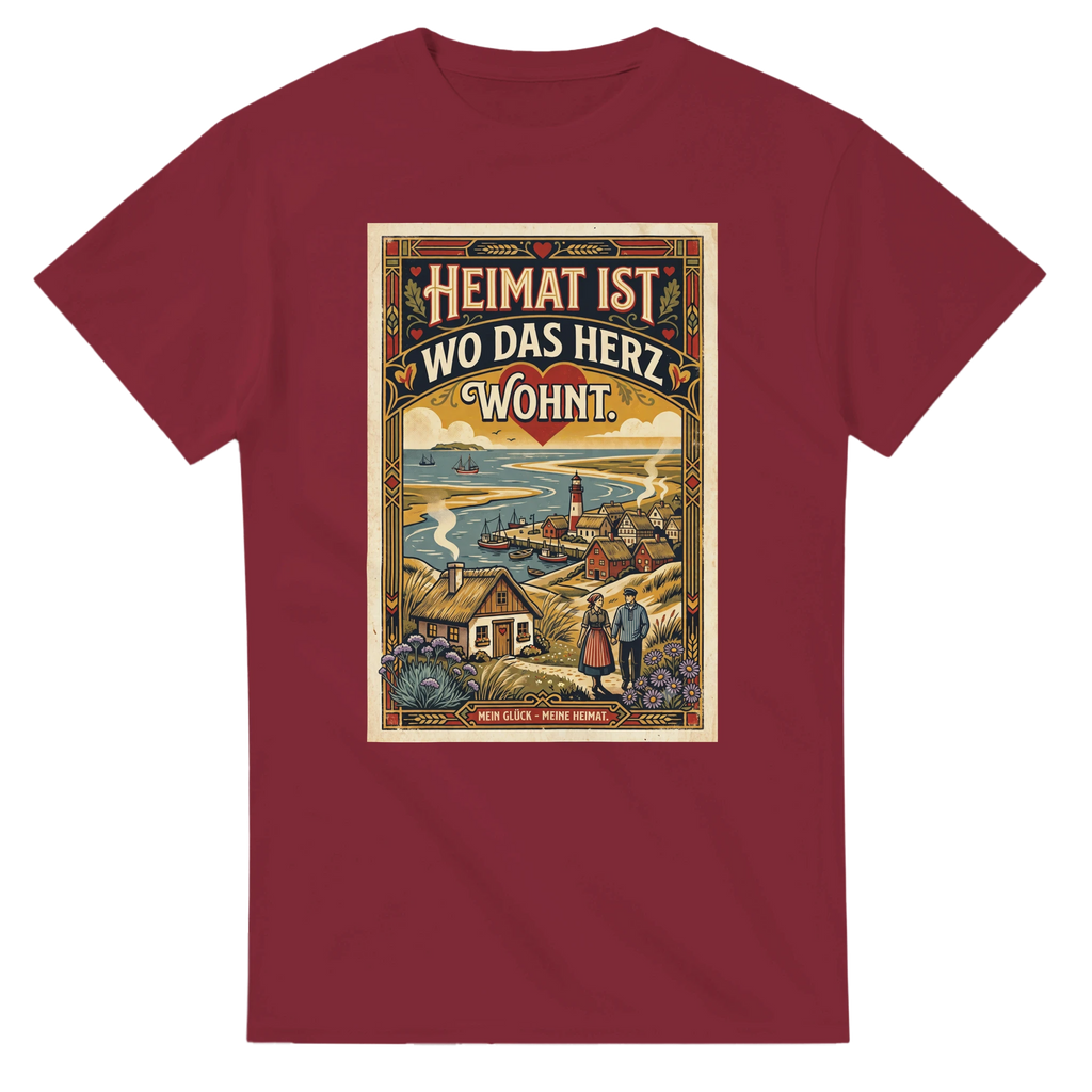 T-Shirt in Natur mit Motiv „Heimat ist, wo das Herz wohnt“