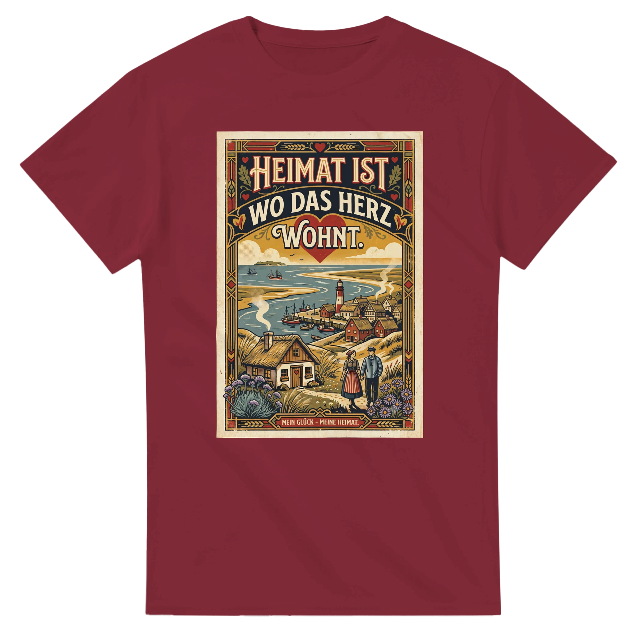 T-Shirt in Natur mit Motiv „Heimat ist, wo das Herz wohnt“
