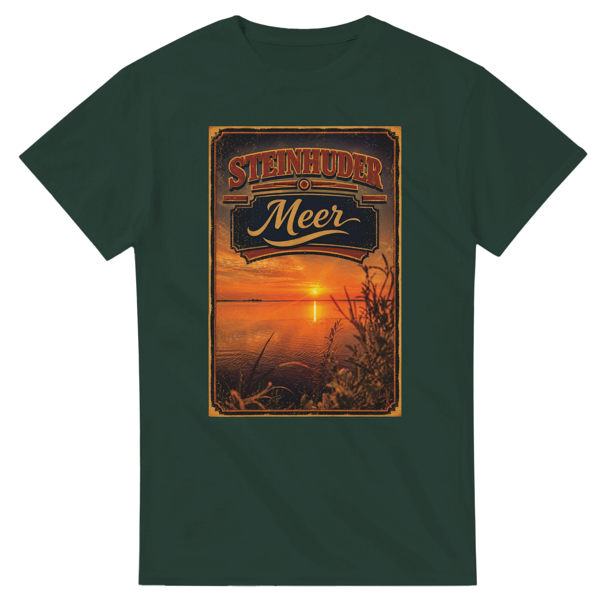 T-Shirt in Natur mit Motiv „Sunset am Steinhuder Meer“