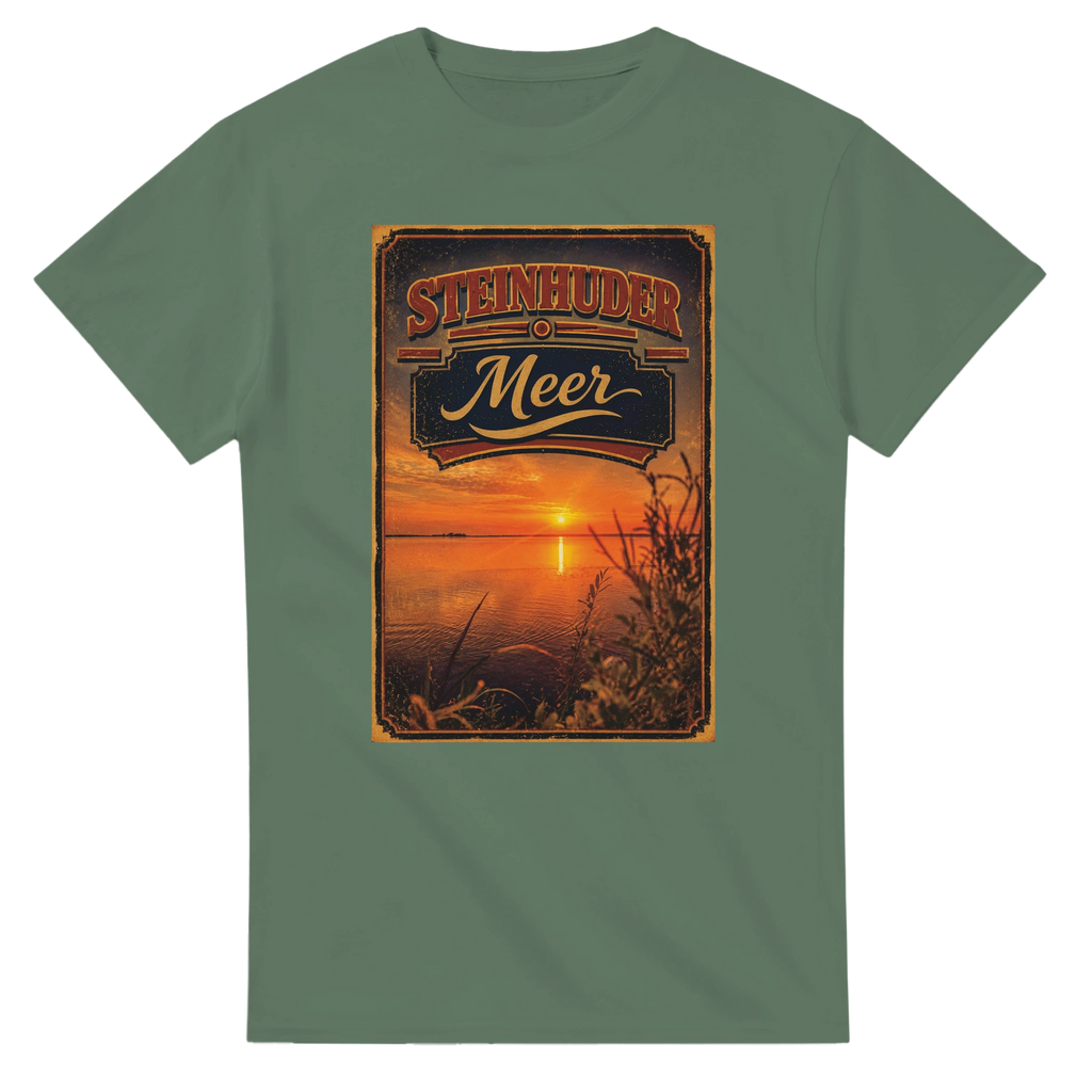 T-Shirt in Weiß mit Motiv „Sunset am Steinhuder Meer“