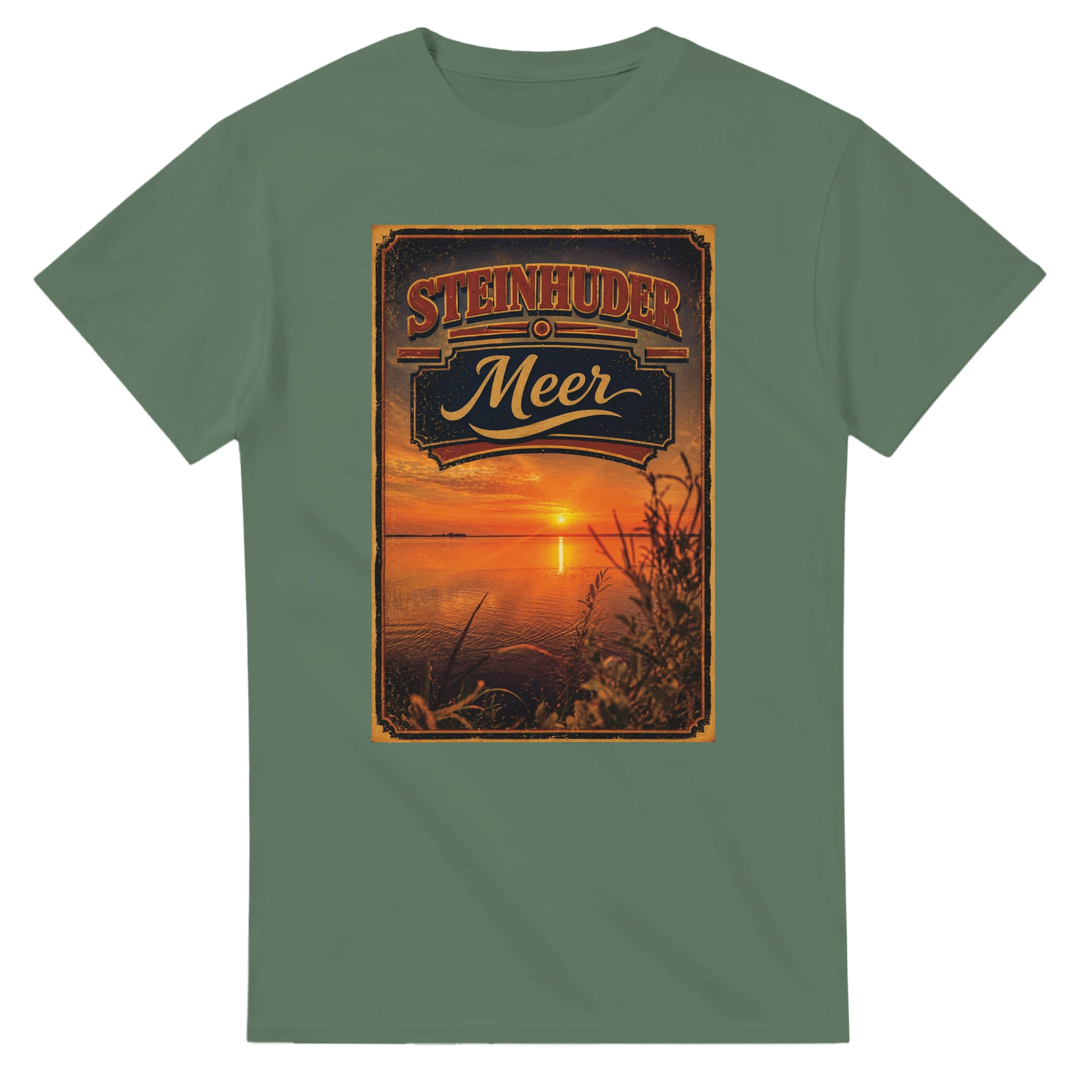 T-Shirt in Weiß mit Motiv „Sunset am Steinhuder Meer“