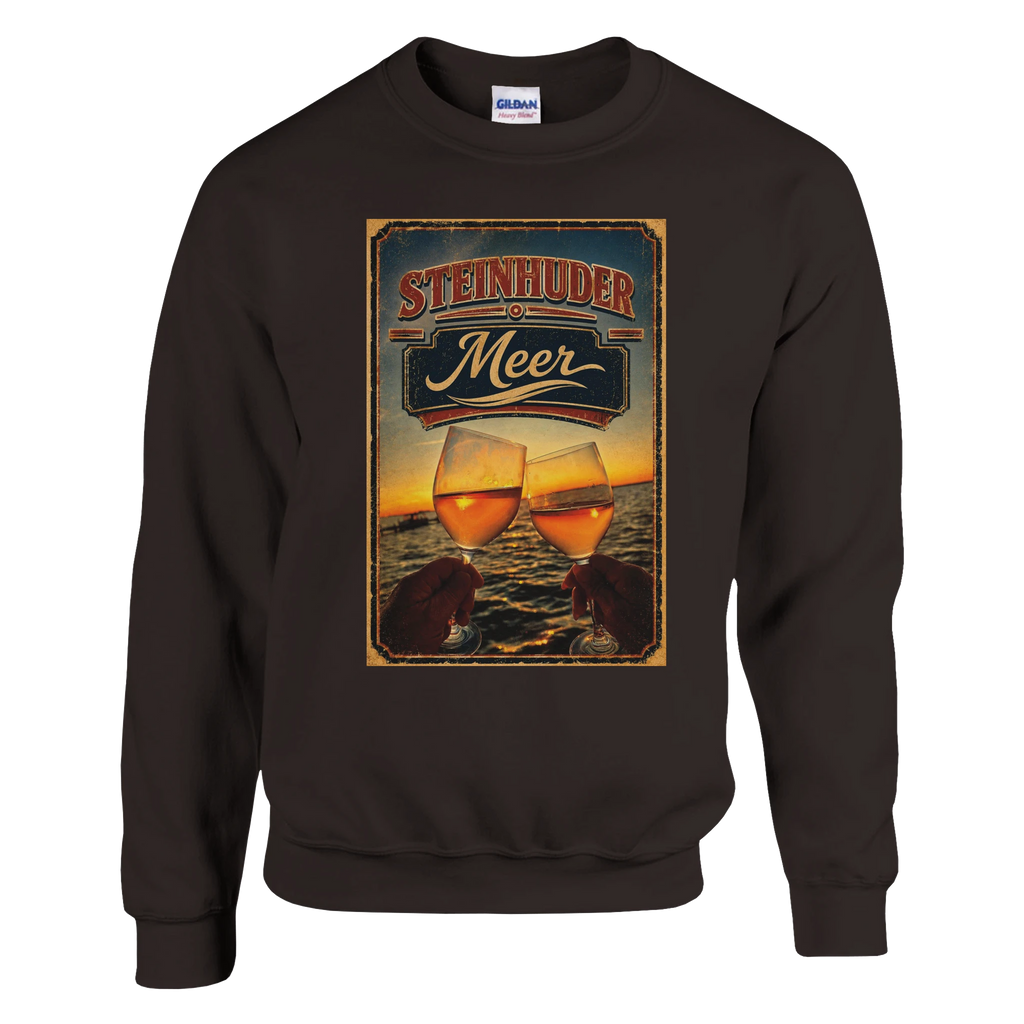 Pullover in Aschgrau mit Motiv „Stößchen bei Sunset“