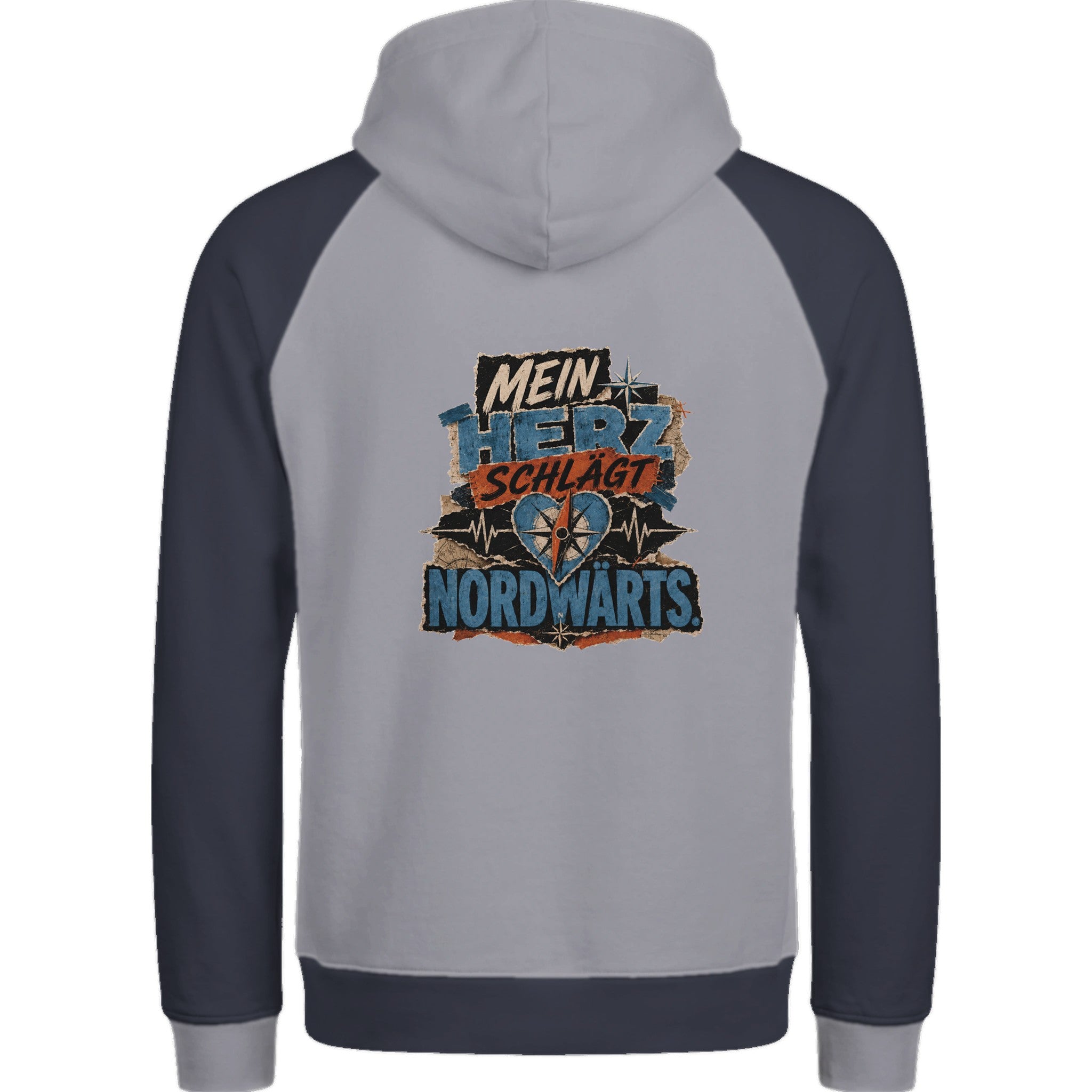 Hoodie in Ton mit Motiv „Mein Herz schlägt NORDWÄRTS.“