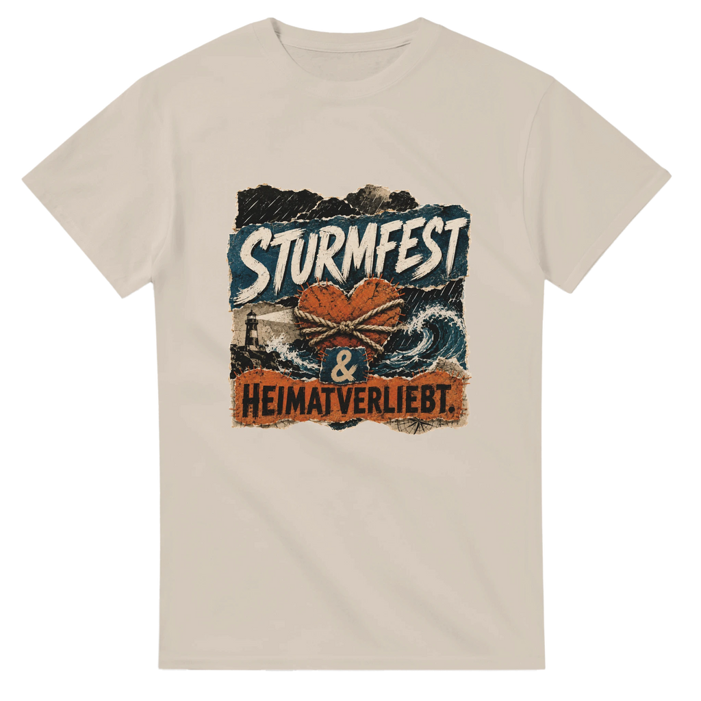 T-Shirt in Weiß mit Motiv „Sturmfest & Heimatverliebt.“