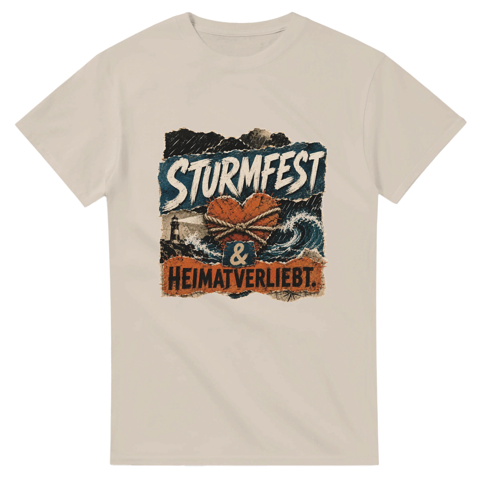 T-Shirt in Weiß mit Motiv „Sturmfest & Heimatverliebt.“