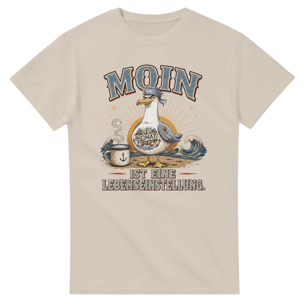 T-Shirt in Weiß mit Motiv „Moin ist eine Lebenseinstellung“