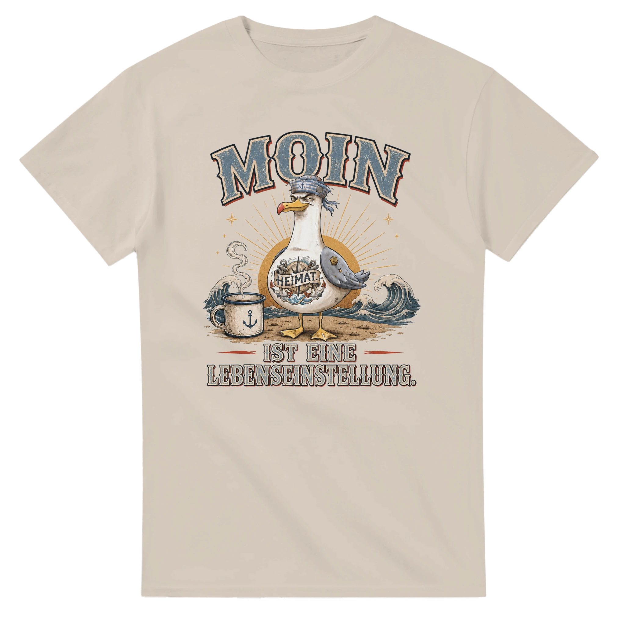 T-Shirt in Weiß mit Motiv „Moin ist eine Lebenseinstellung“