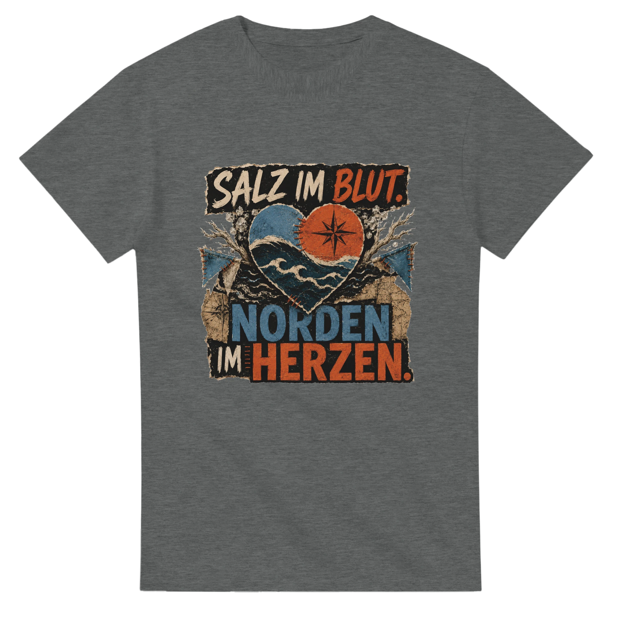 T-Shirt in Natur mit Motiv „Salz im Blut Norden im Herzen“