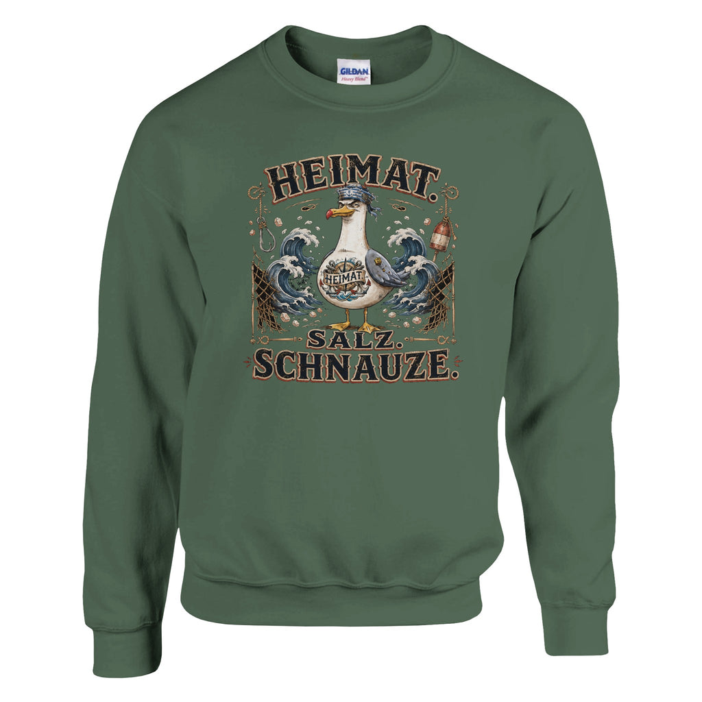 Pullover in Weiß mit Motiv „Heimat Salz Schnauze“