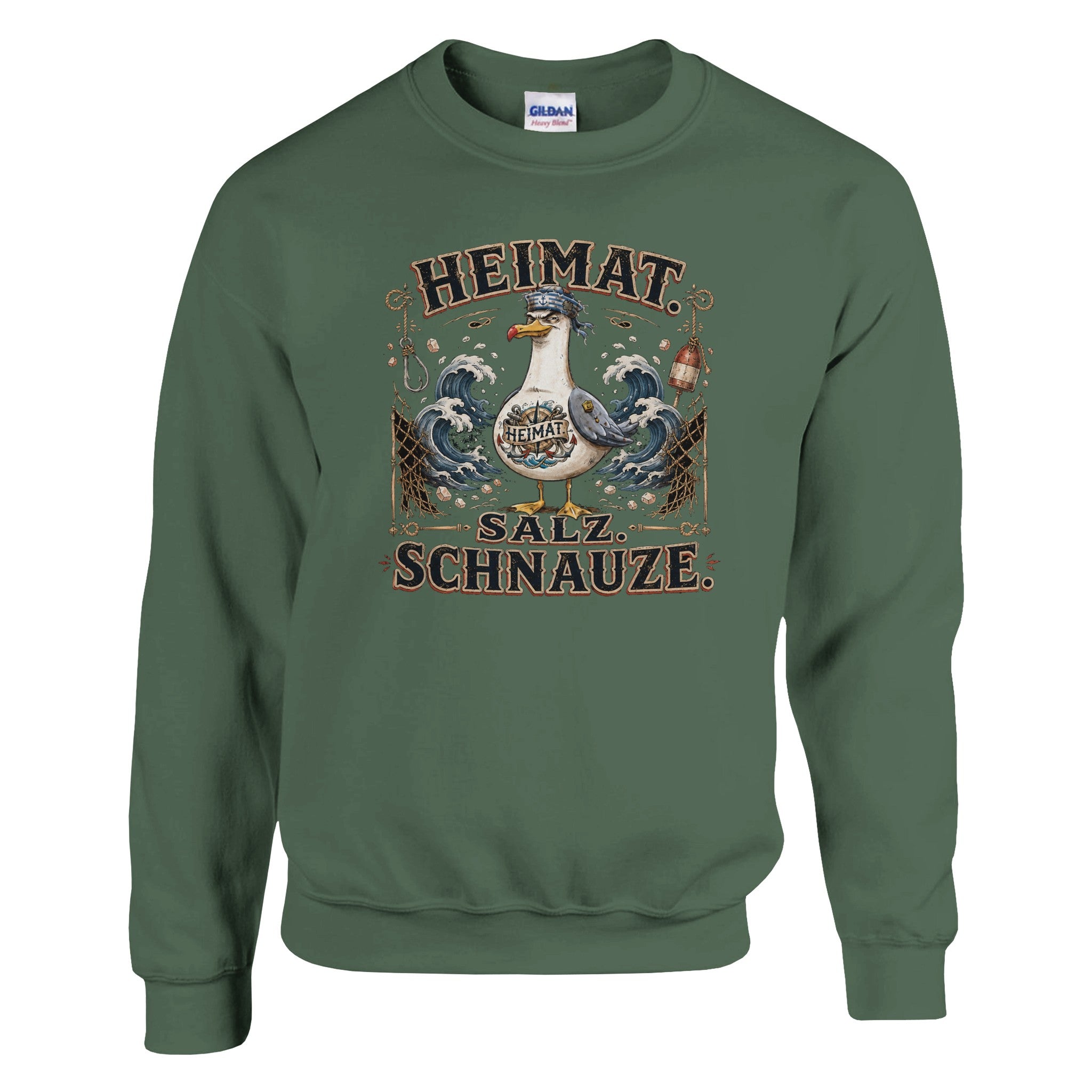 Pullover in Weiß mit Motiv „Heimat Salz Schnauze“