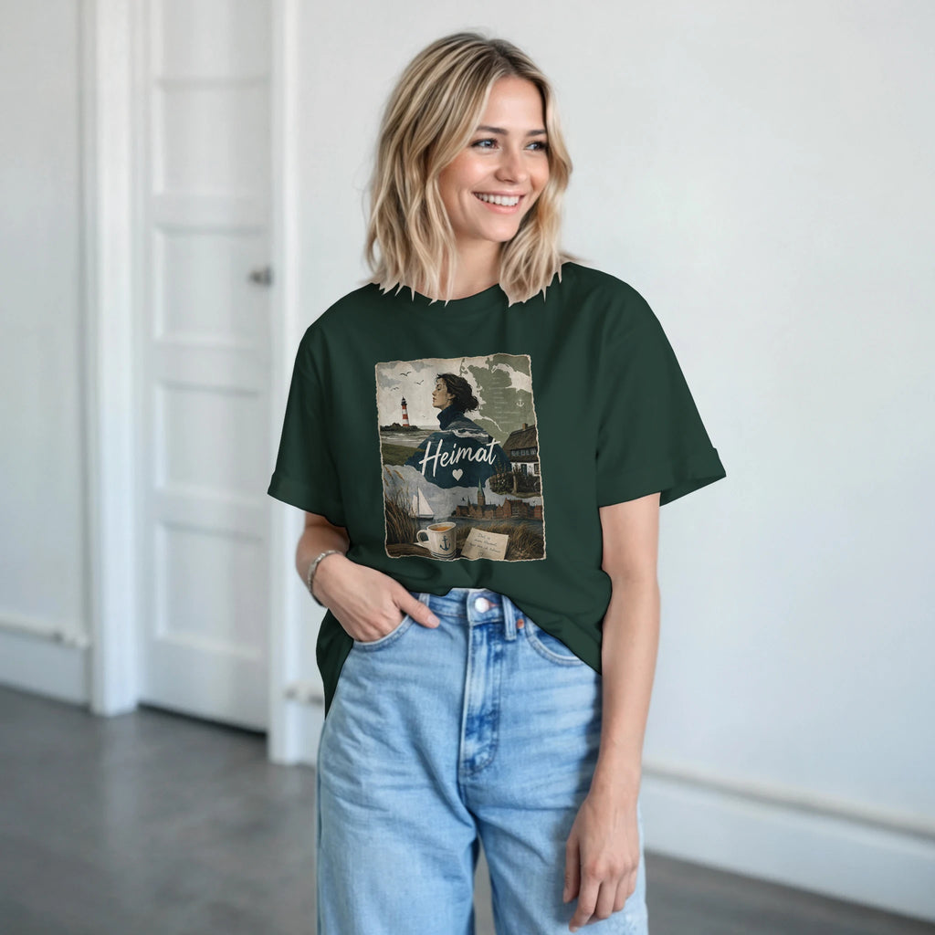 T-Shirt in Natur mit Motiv „Heimat mit Herz“