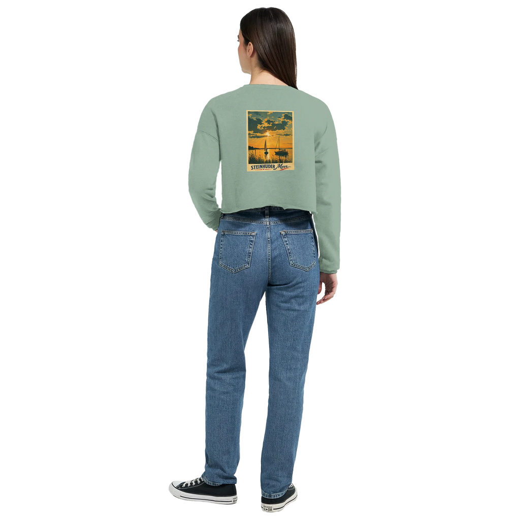 Damen-Pullover in Mauve mit Motiv „Segler am Steinhuder Meer beim Sunset“