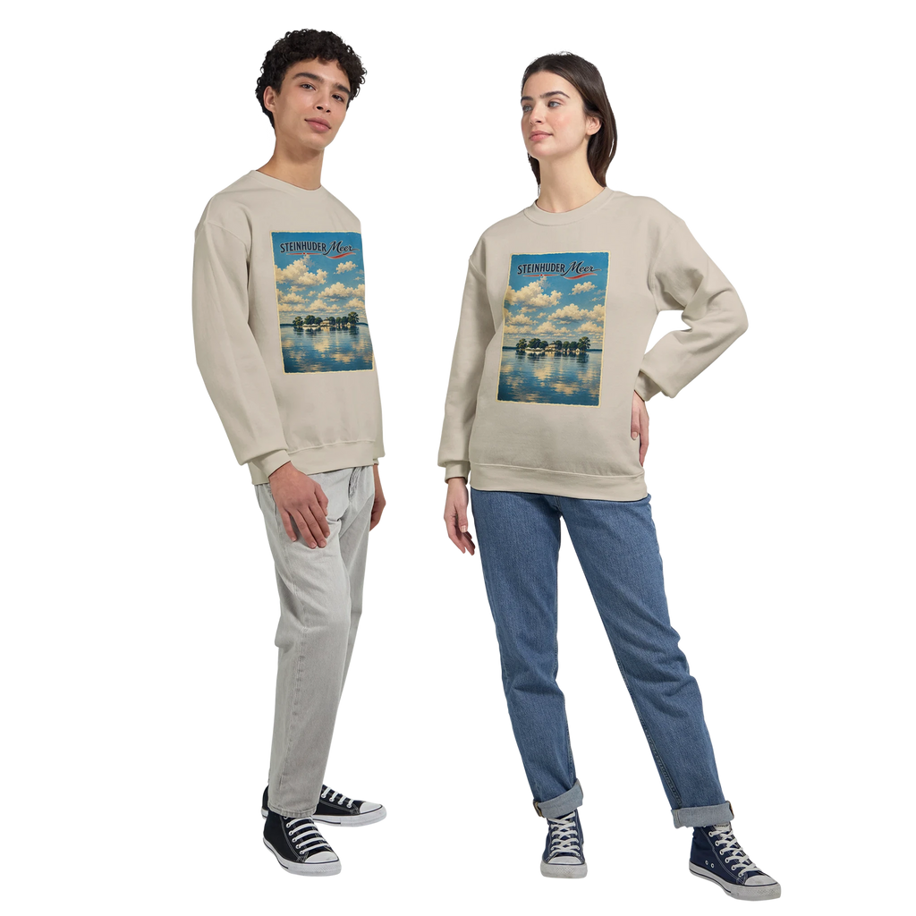 Pullover in Aschgrau mit Motiv „Wilhelmstein im Steinhuder Meer“