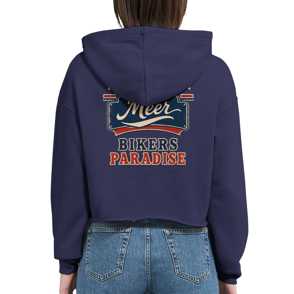 Damen-Hoodie in Weiß mit Motiv „Bikers Paradise“