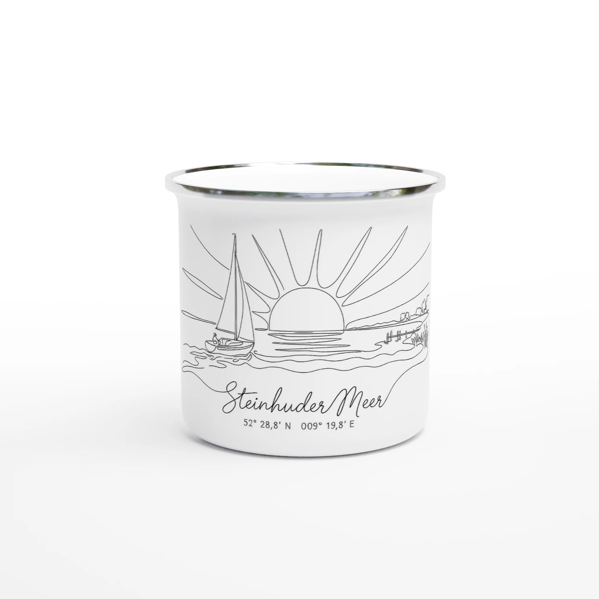 Weiße Emaille-Tasse, 350 ml