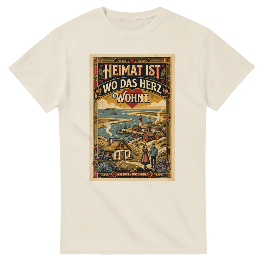 T-Shirt in Weiß mit Motiv „Heimat ist, wo das Herz wohnt“