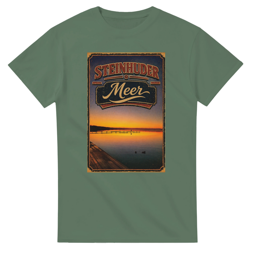 T-Shirt in Natur mit Motiv „Steg an der Planke“