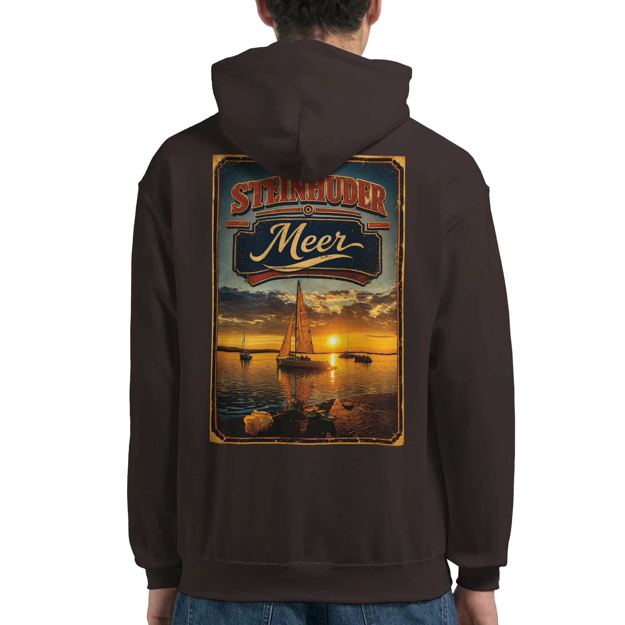 Hoodie in Weiß mit Motiv „White Night am Wilhelmstein im Sonnenuntergang“