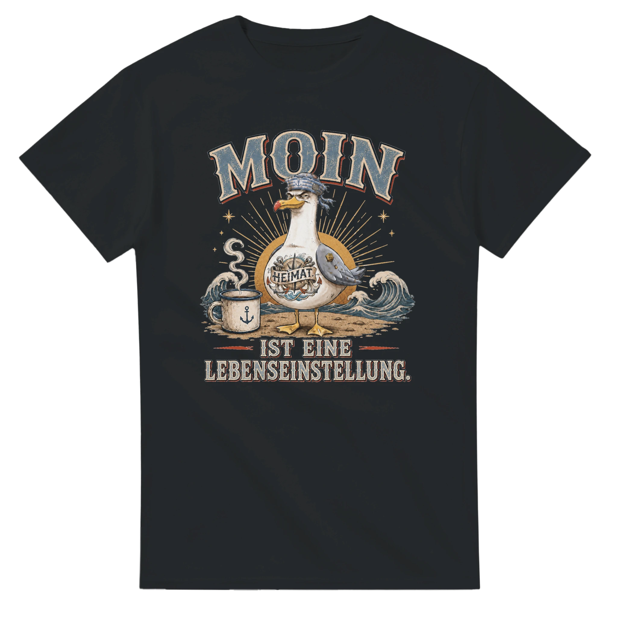 T-Shirt in Natur mit Motiv „Moin ist eine Lebenseinstellung“