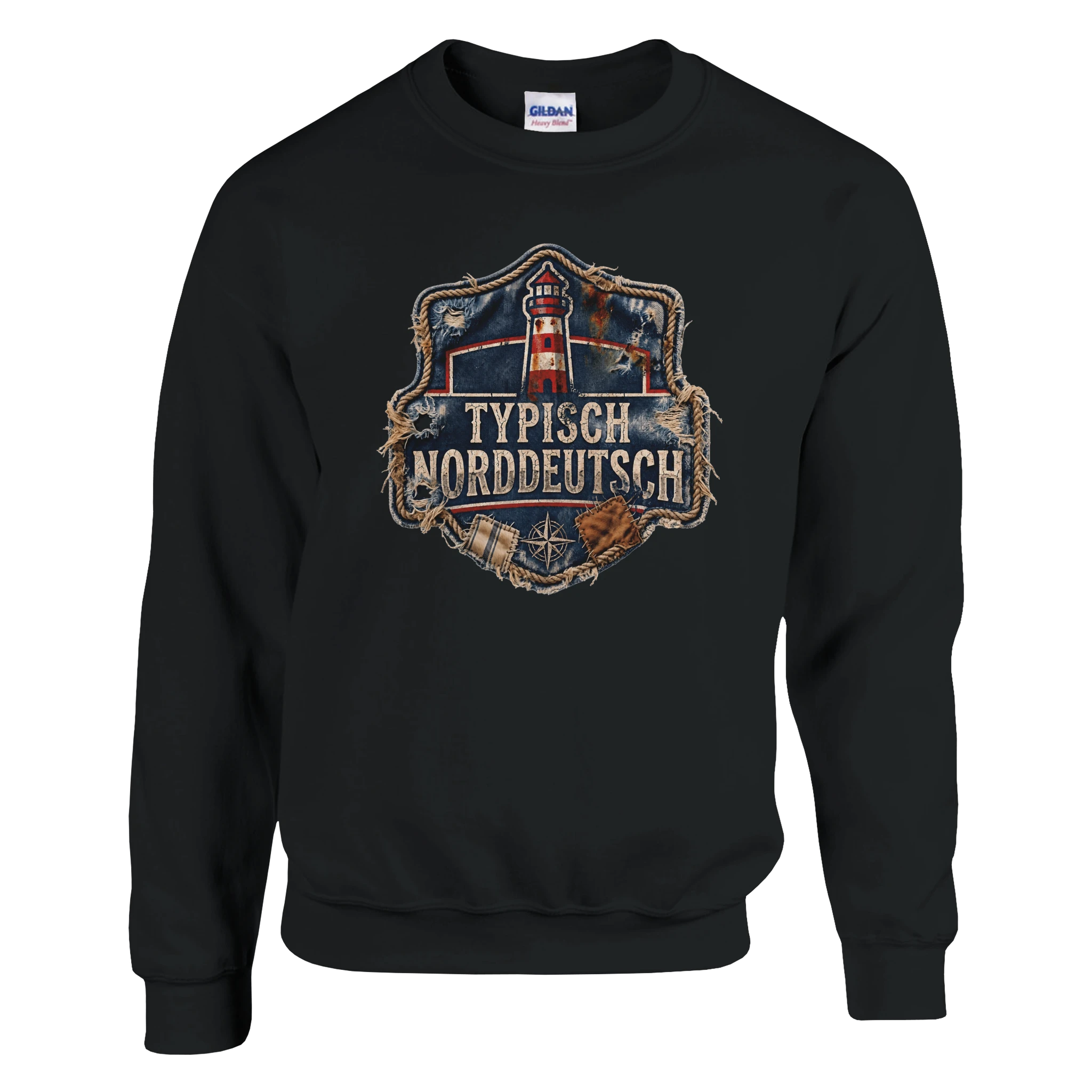 Pullover in Weiß mit Motiv „Typisch Norddeutsch“