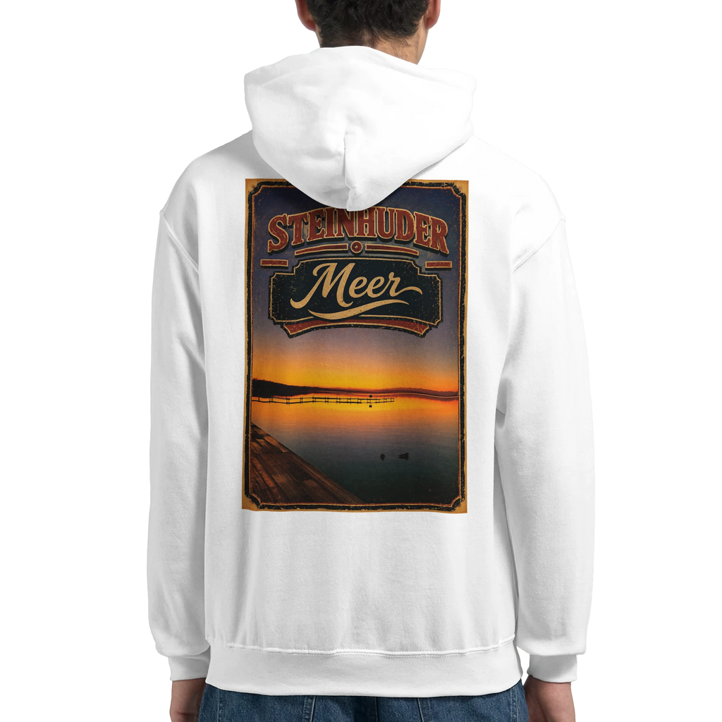 Hoodie in Weiß mit Motiv „Steg an der Planke“