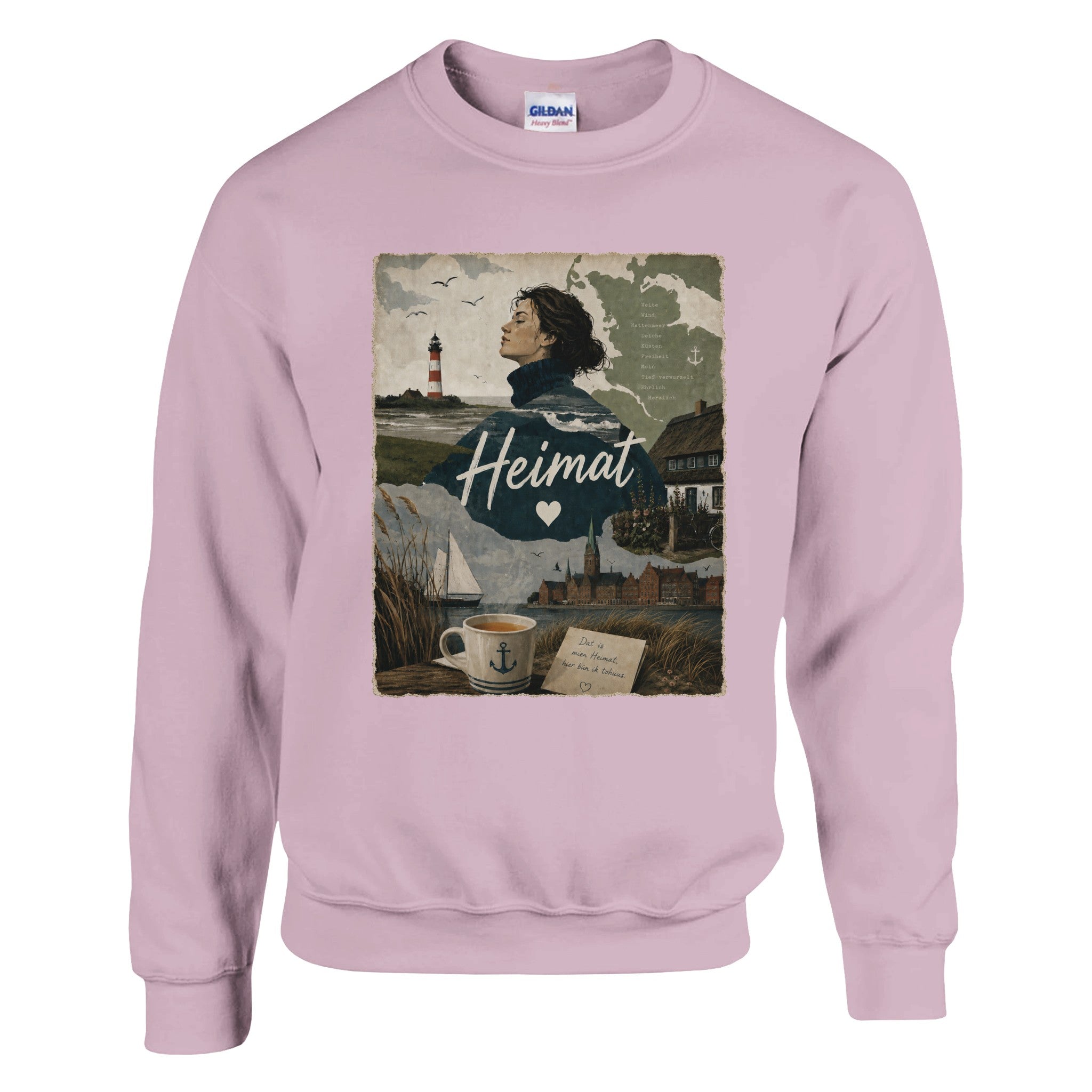 Pullover in Weiß mit Motiv „Heimat mit Herz“