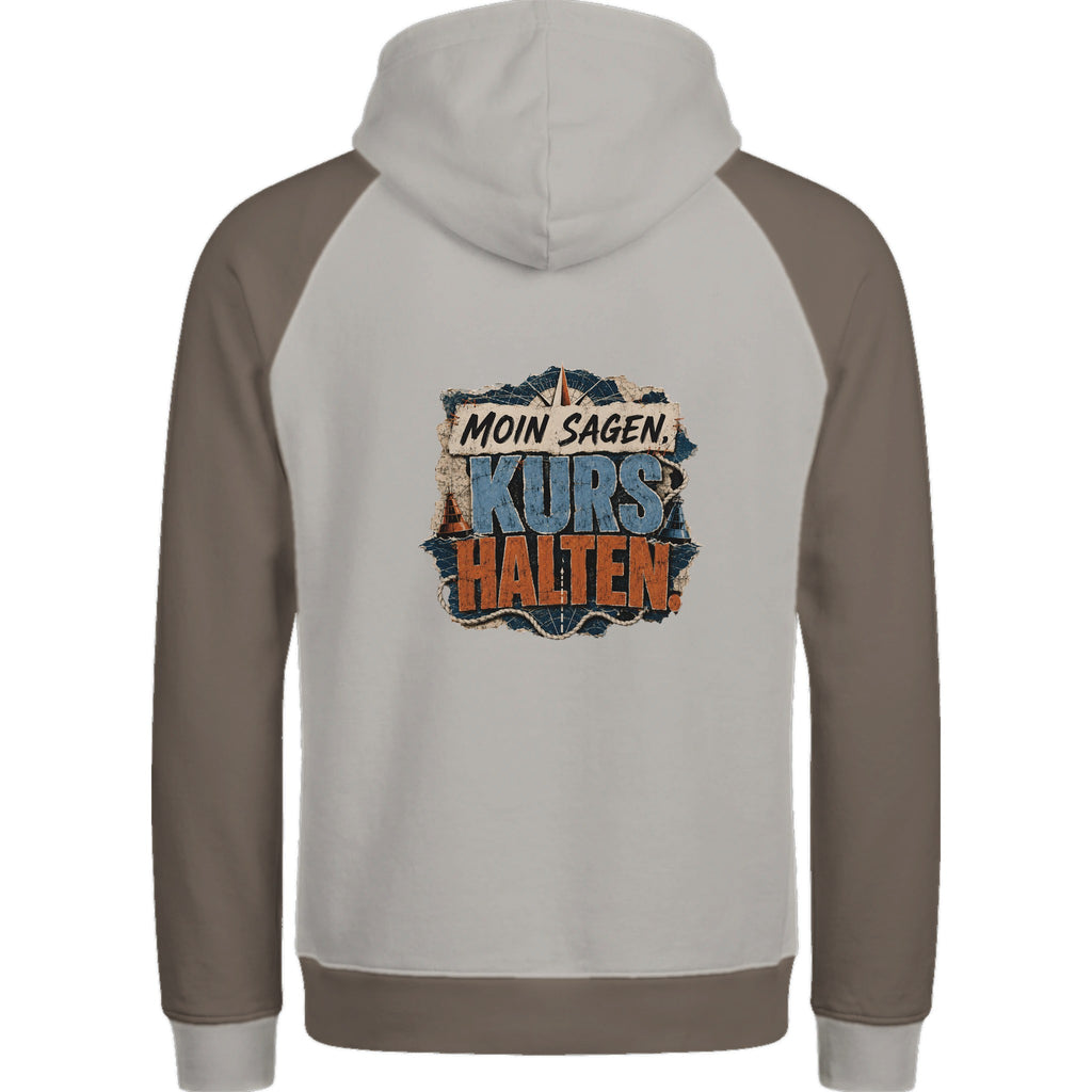 Hoodie in Ton mit Motiv „Moin sagen. Kurs halten.“