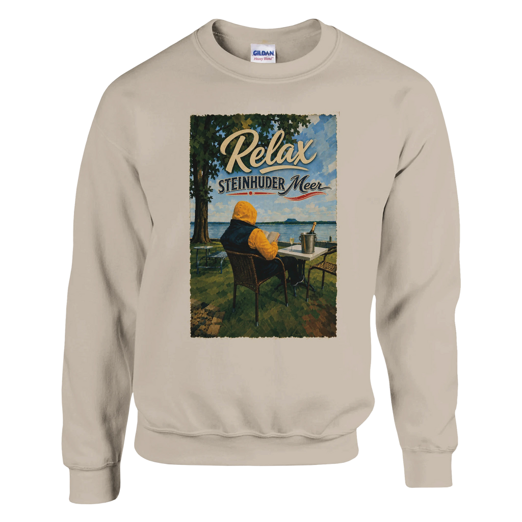 Pullover in Weiß mit Motiv „Relax und Champagner“