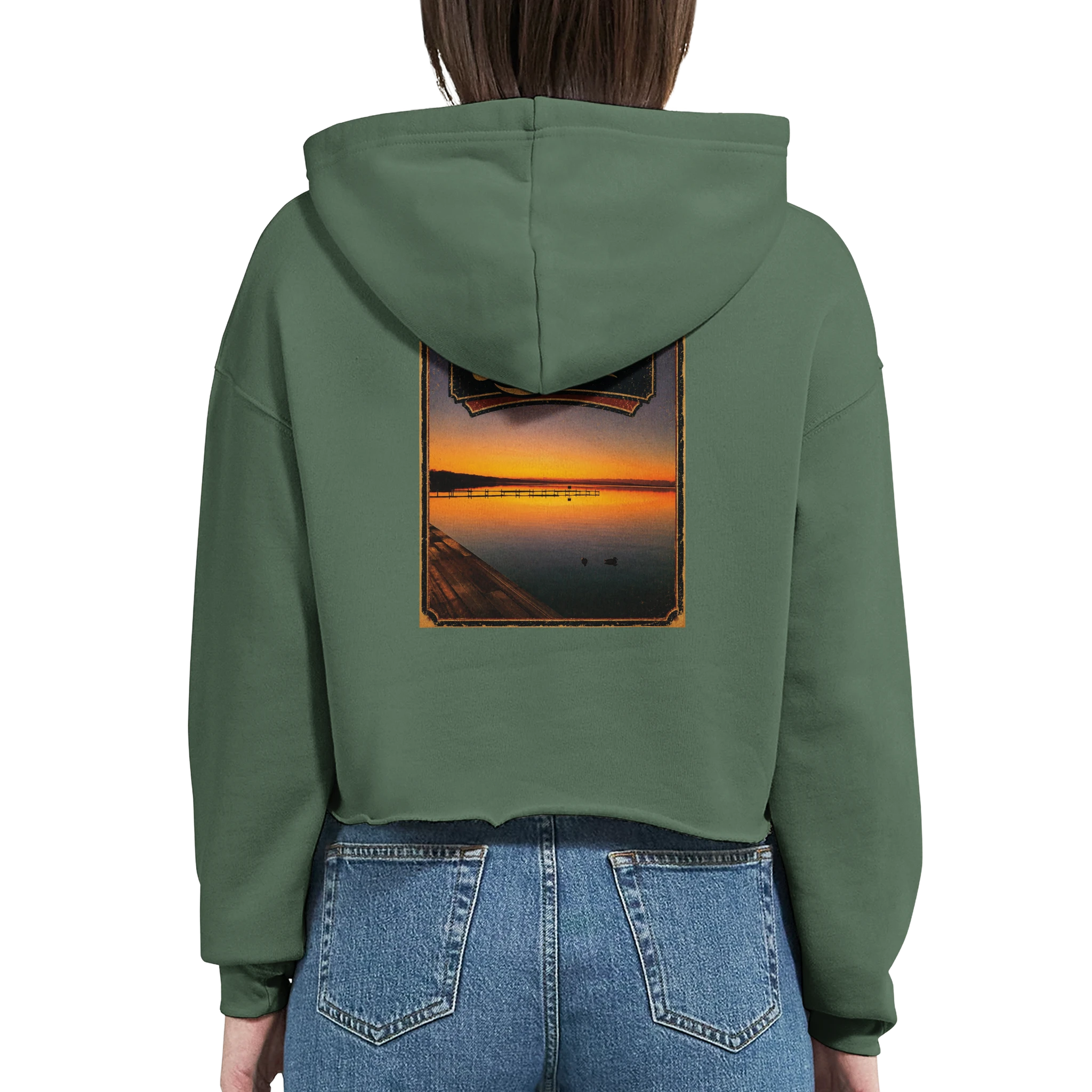 Damen-Hoodie in Weiß mit Motiv „Steg an der Planke“