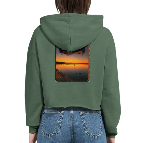Damen-Hoodie in Weiß mit Motiv „Steg an der Planke“