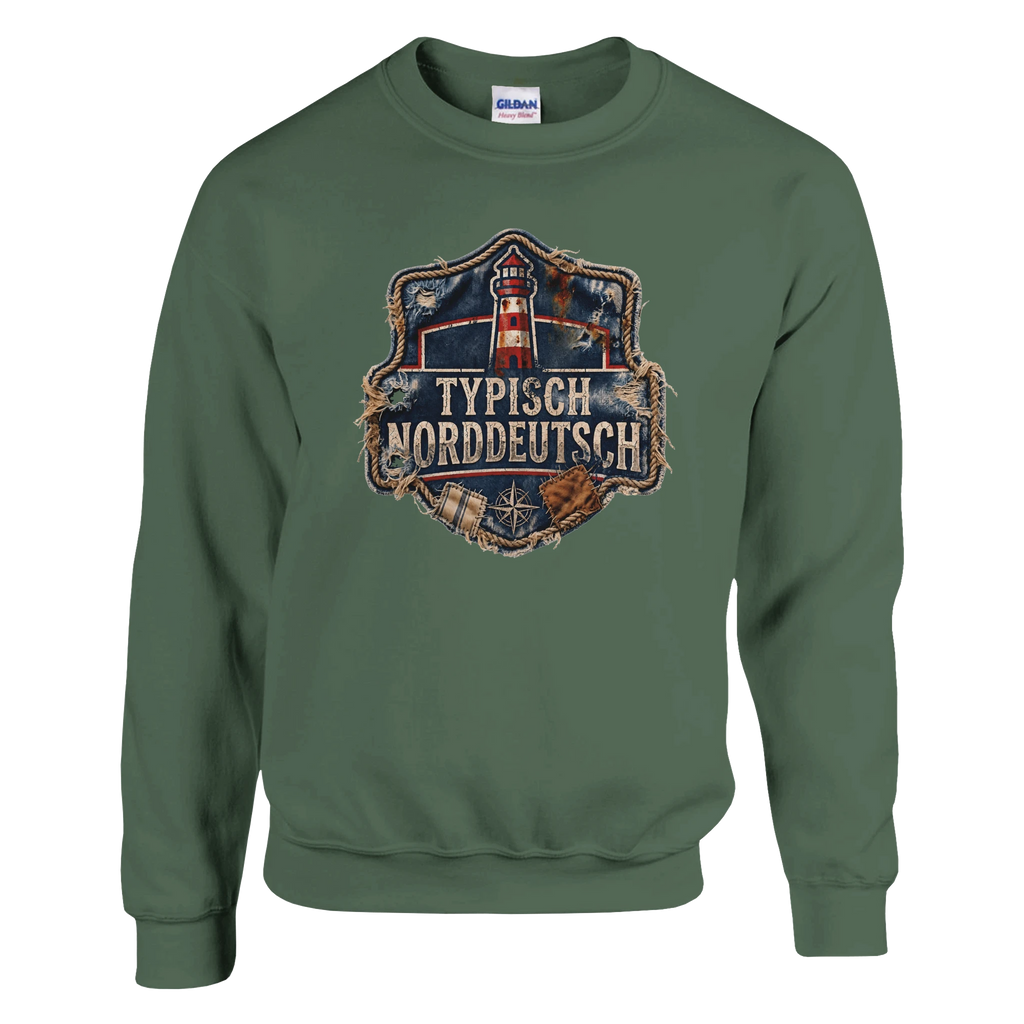 Pullover in Weiß mit Motiv „Typisch Norddeutsch“