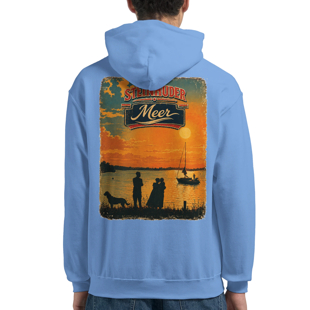 Hoodie in Weiß mit Motiv „Familie beim Sunset“