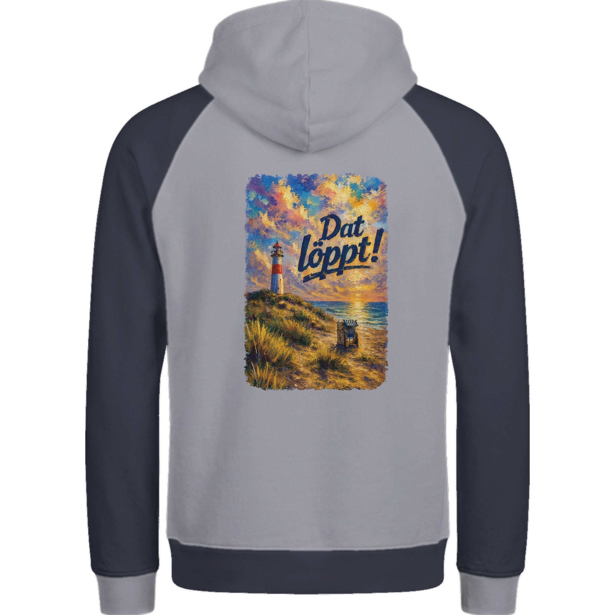Hoodie in Ton mit Motiv „Dat löppt! - Typisch Norddeutsch“