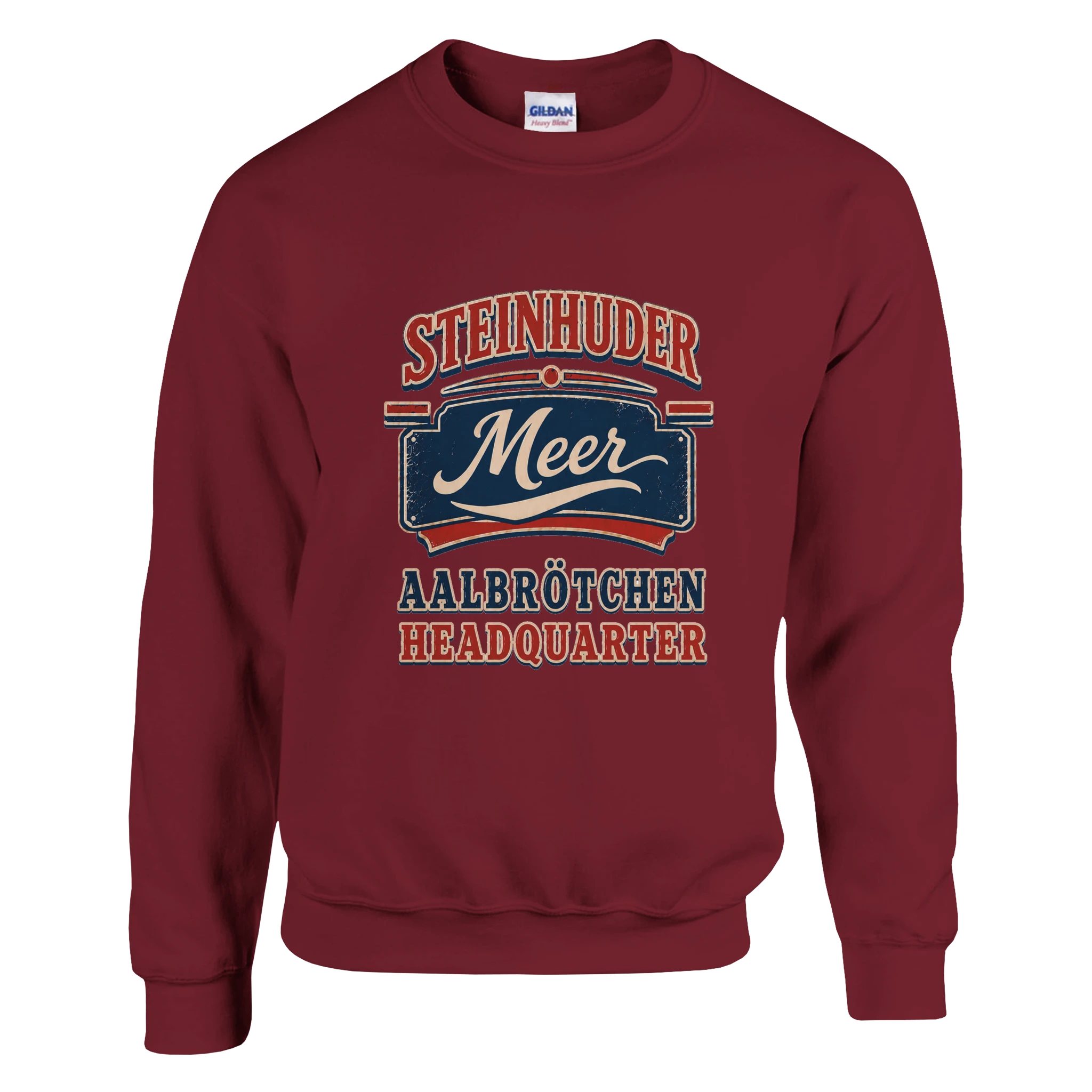 Pullover in Weiß mit Motiv „Aalbrötchen“