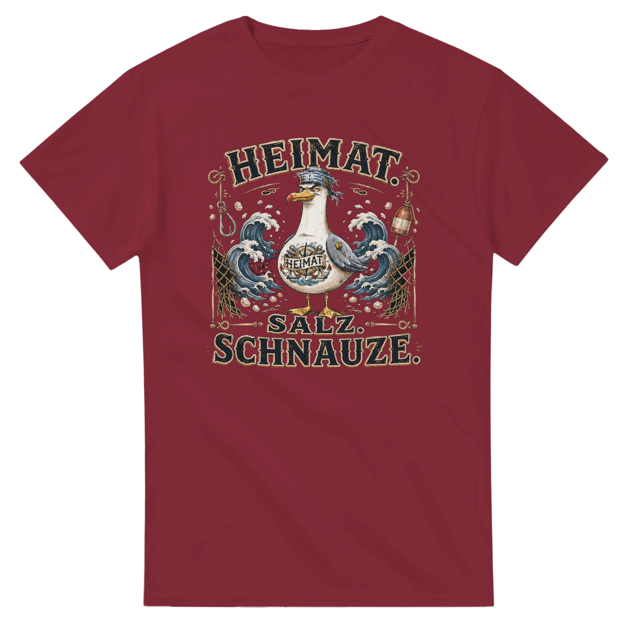 T-Shirt in Natur mit Motiv „Heimat Salz Schnauze Möwe“