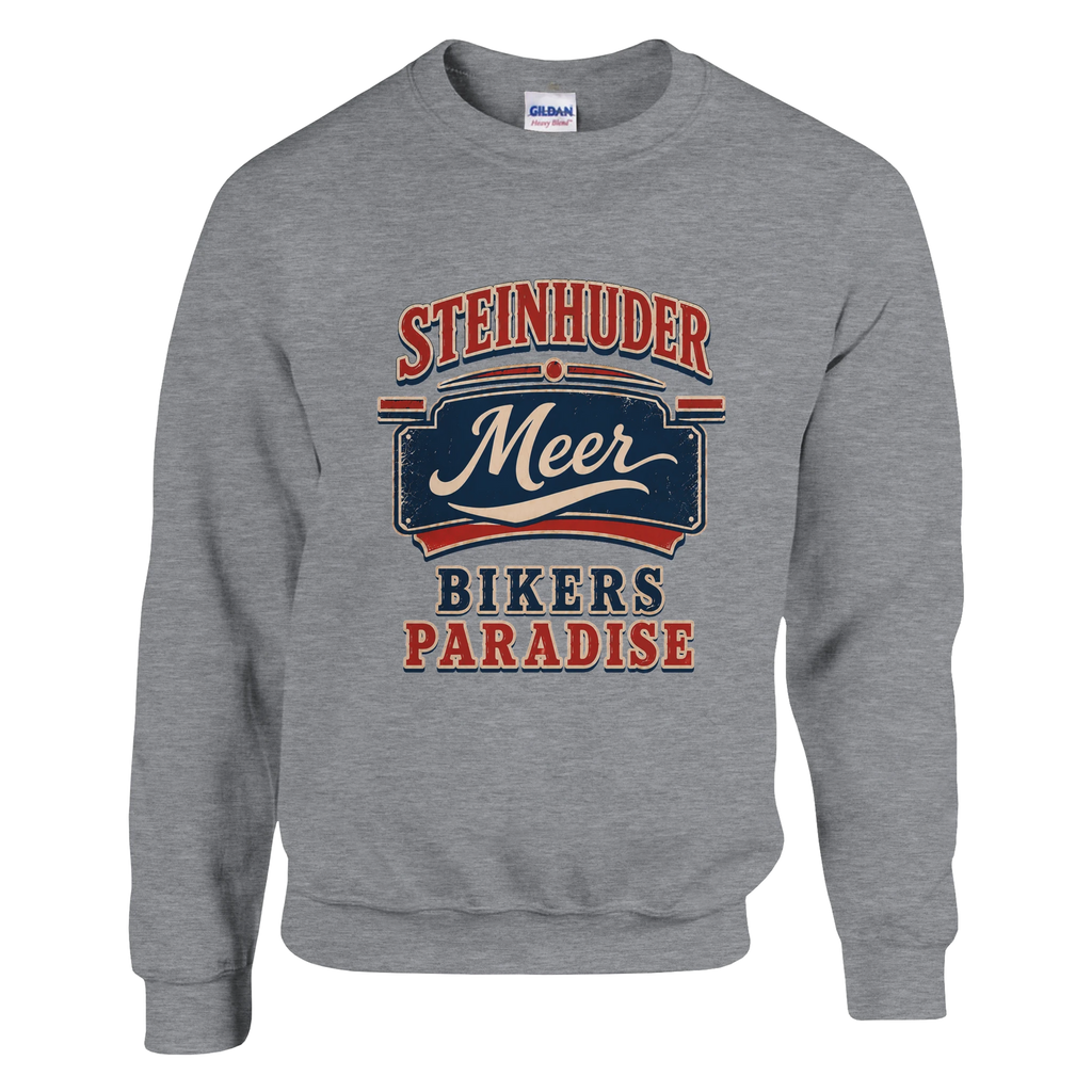 Pullover in Aschgrau mit Motiv „Bikers Paradise“