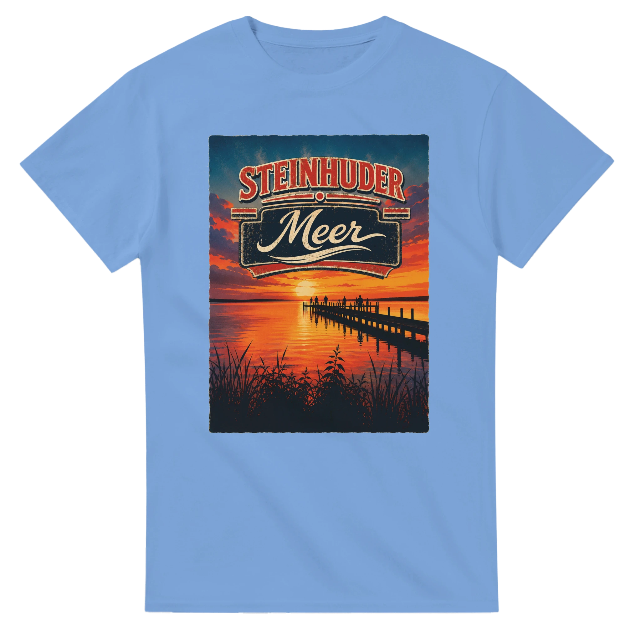 T-Shirt in Natur mit Motiv „Sunset Ratskeller Steg am Steinhuder Meer“