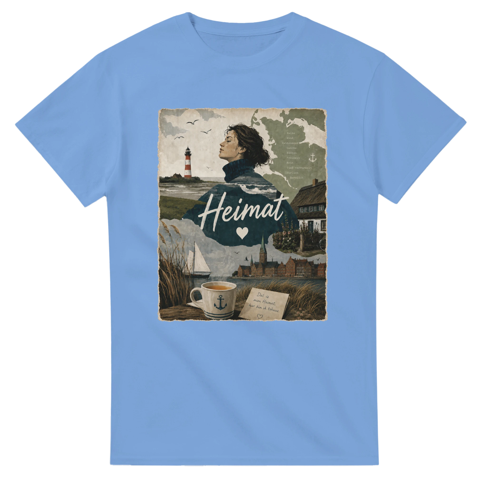 T-Shirt in Weiß mit Motiv „Heimat mit Herz“