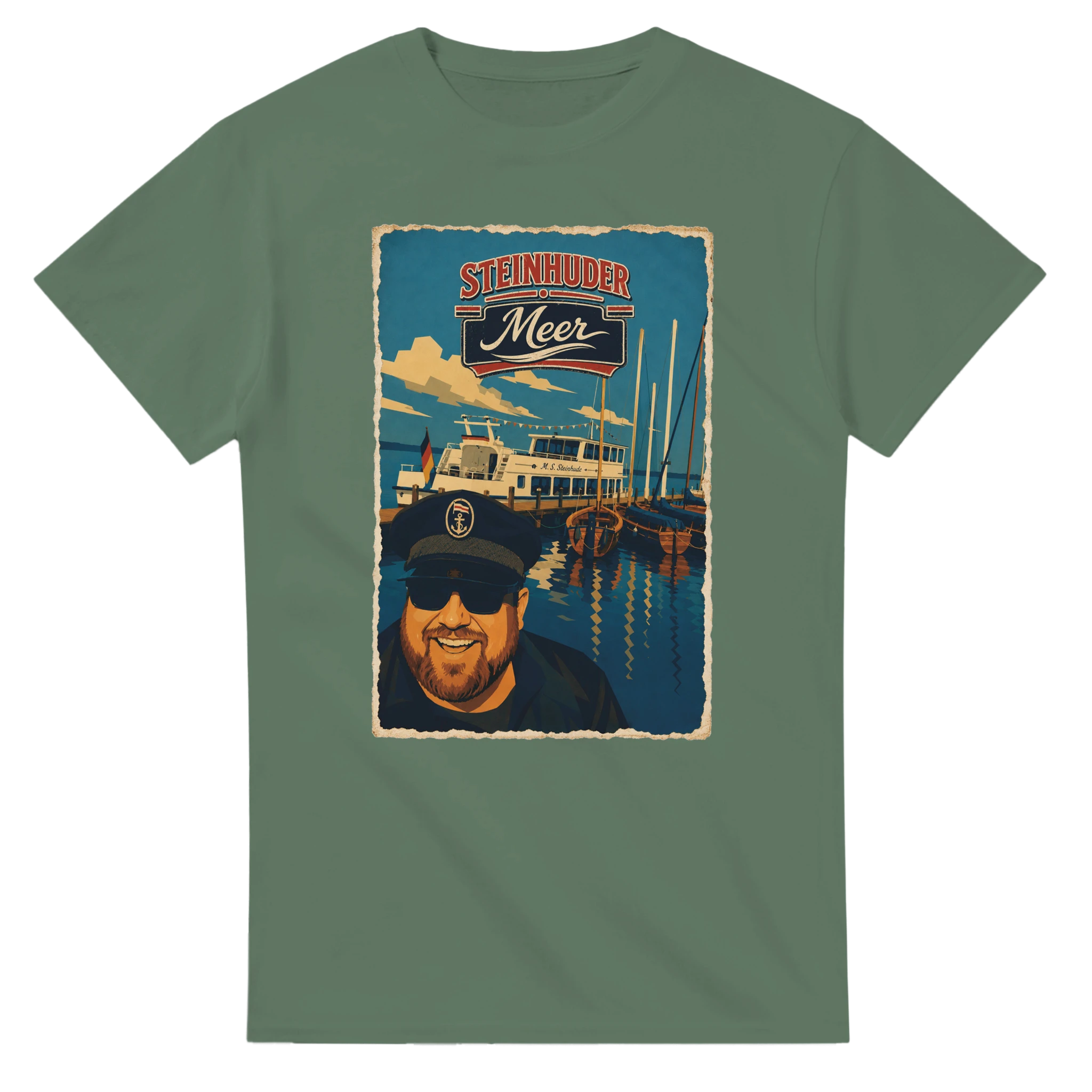 T-Shirt in Weiß mit Motiv „Kapitän an Bord“