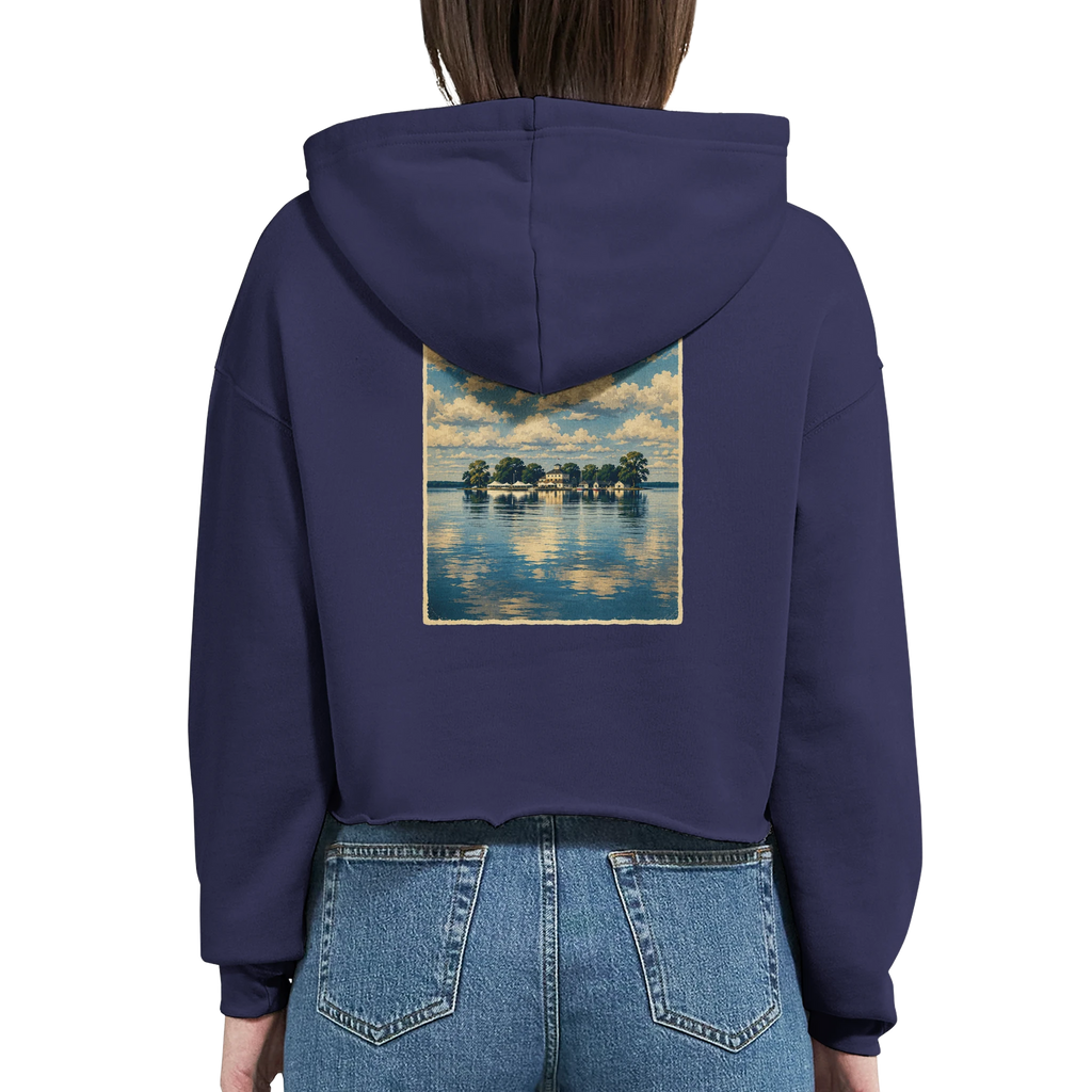 Damen-Hoodie in Weiß mit Motiv „Wilhelmstein im Steinhuder Meer“