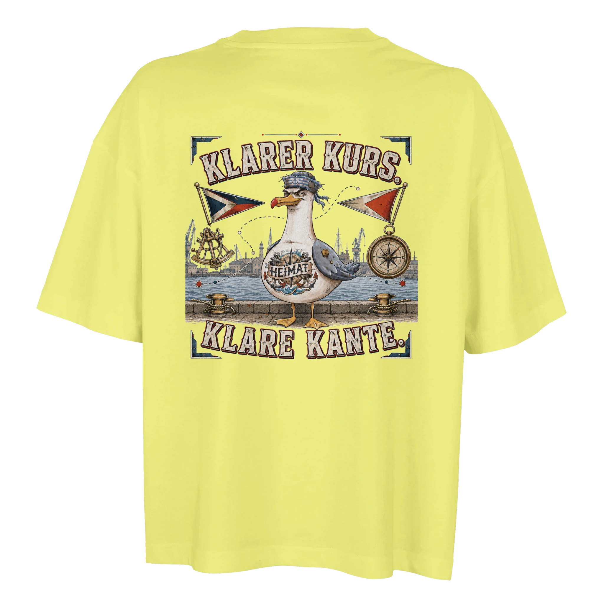 Damen-T-Shirt in Weiß mit Motiv „Klarer Kurs. Klare Kante. Möwe“