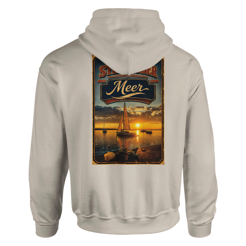 Hoodie in Sand mit Motiv „White Night am Wilhelmstein im Sonnenuntergang“