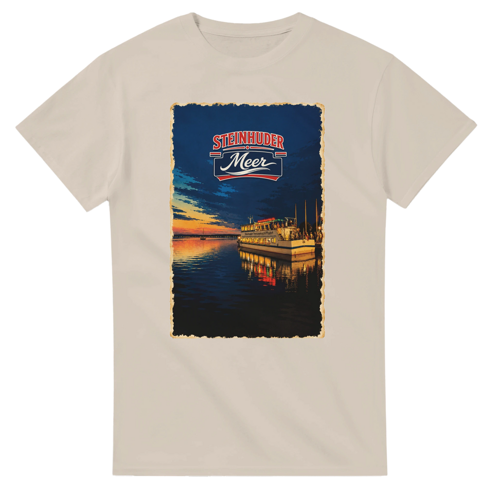 T-Shirt in Weiß mit Motiv „MS Steinhude Abendstimmung“
